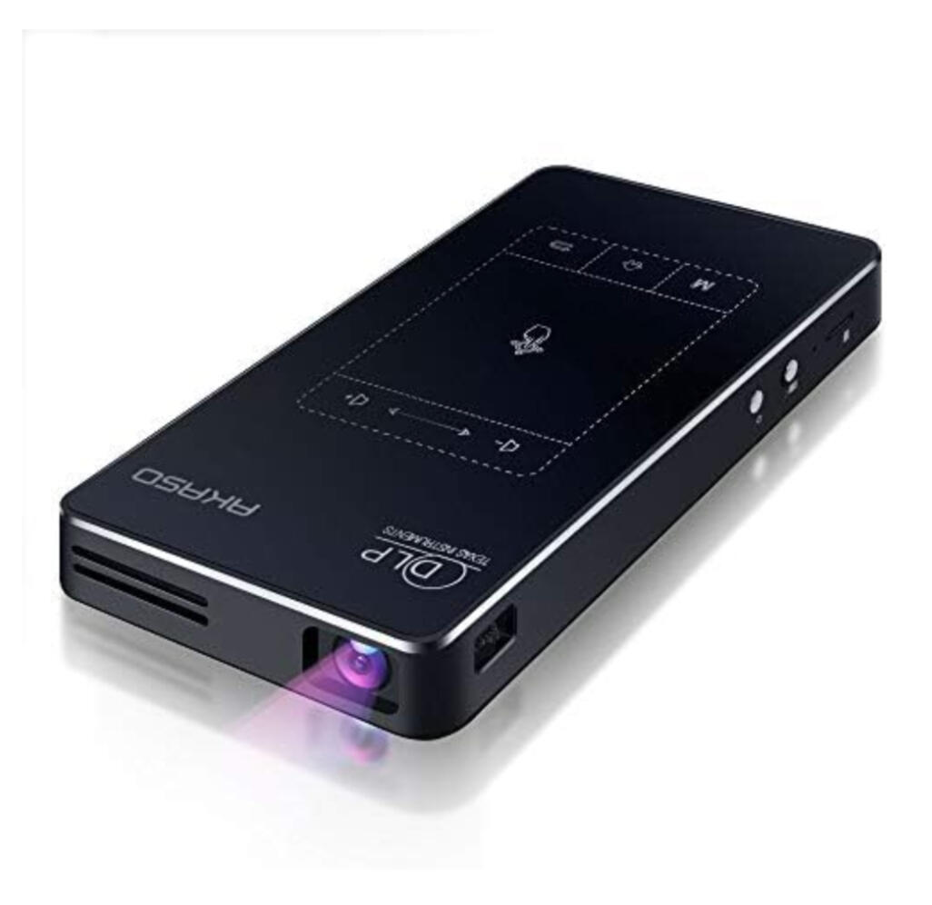 AKASO WT50 Mini Projector with WiFi and Bluetooth, 1080P DLP Portable Movie Projector Home and Outdoor, Built-in Battery & Android System, Cookie Projector for iPhone and Phone