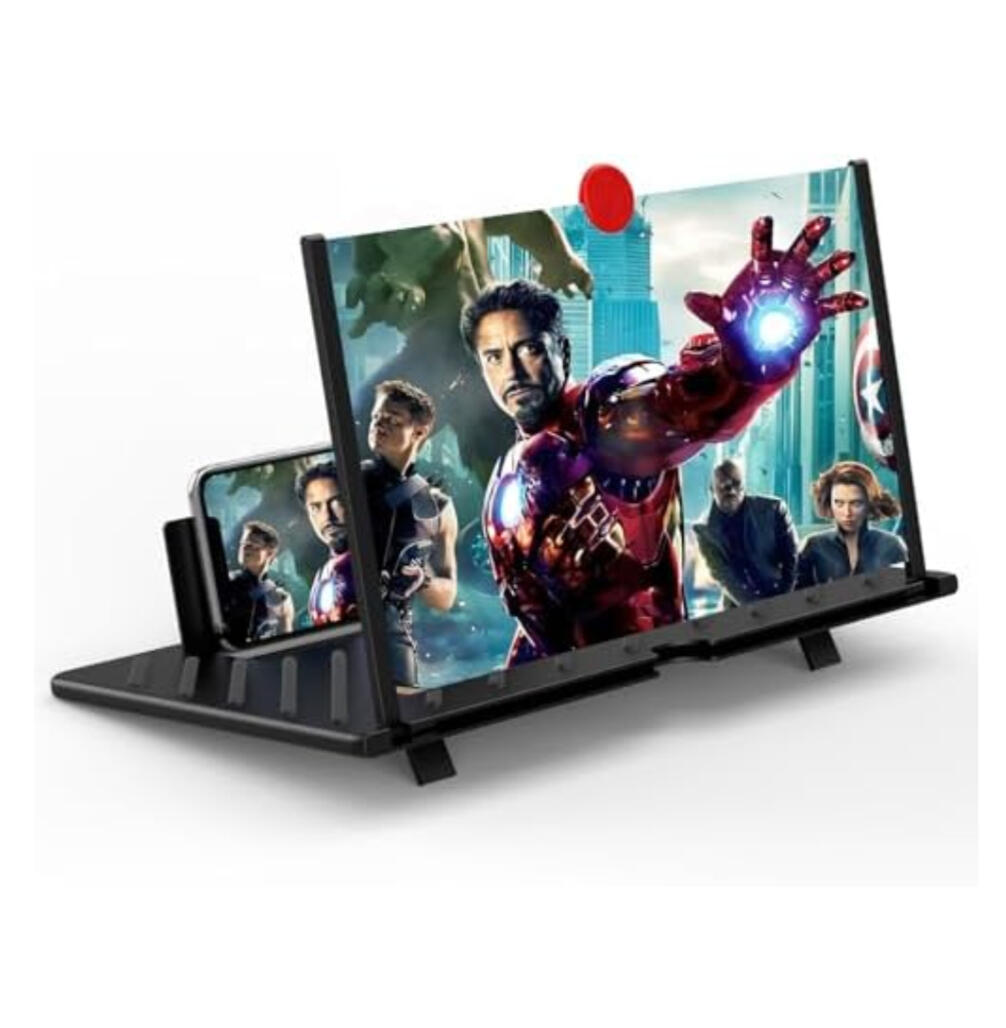 20" Screen Magnifier for Cell Phone,3D Magnifying Projector Screen Enlarger Expander for Movies, Videos, and Gaming,Foldable Phone Stand with Screen Amplifier, Compatible with All Smartphones