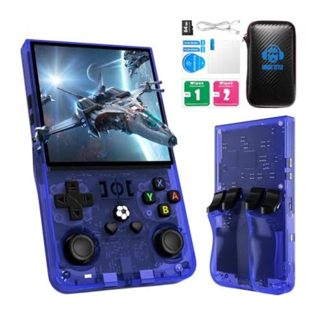 R36MAX Retro Handheld Game Console, 4.0 Inch 720x720 IPS Screen, 64GB Built-in 18,000+ Classic Game, Portable Hand Held Open Sou R36MAX Retro Handheld Game Console, 4.0 Inch 720x720 IPS Screen, 64GB Built-in 18,000+ Classic Game, Portable Hand Held Open Source Linux System, 4000mAh Battery Retro Gaming Console(Blue 64GB)