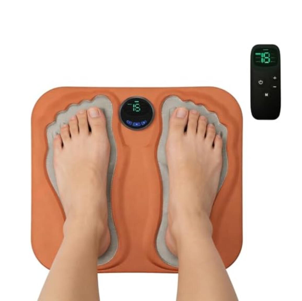Foot Plate - Foot Massager Relaxes Muscles, 8 Massage Modes for All-Night Comfort,19 Intensity Levels, Remote Control, USB Rechargeable for Women Men