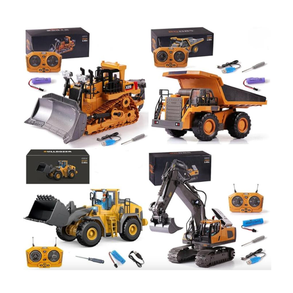 Mudsterz - Mudsterz Construction RC Set of 4 | 2.4GHz RC Construction Vehicles, 360° Rotation Excavator, Cool Lights Real Sounds, Die-Cast Alloy Part | Command the Site, Conquer the Dirt (A1+B1+C1+D1)